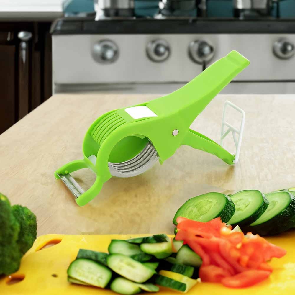 2 in 1 Vegetable Fruit Cutter Multi Blade Stainless Steel 5 Blade Veg Cutter Bhindi Cutter Multi Cutter